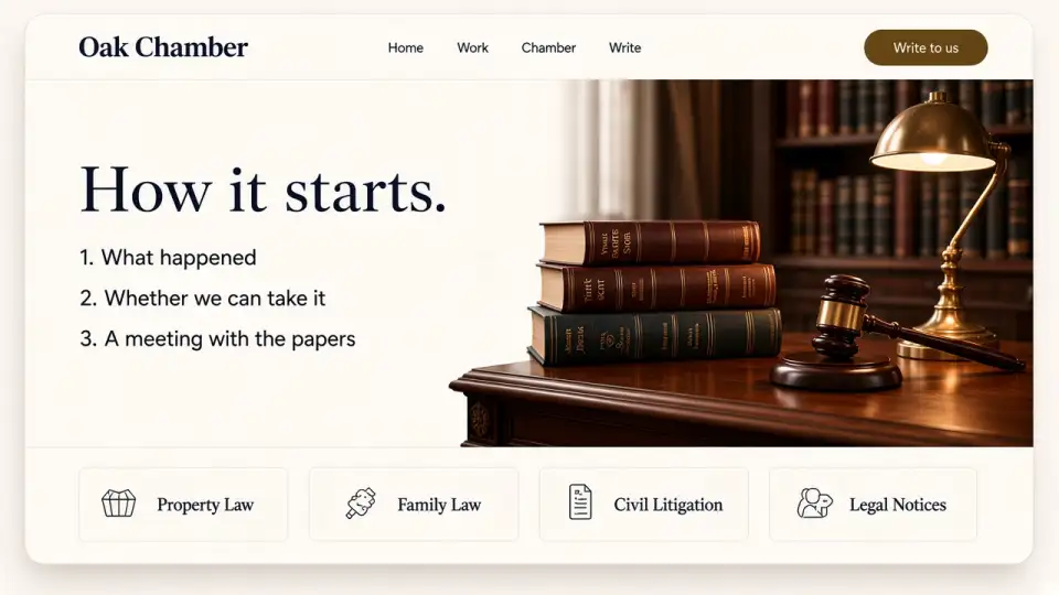 Oak Chamber How it starts page.